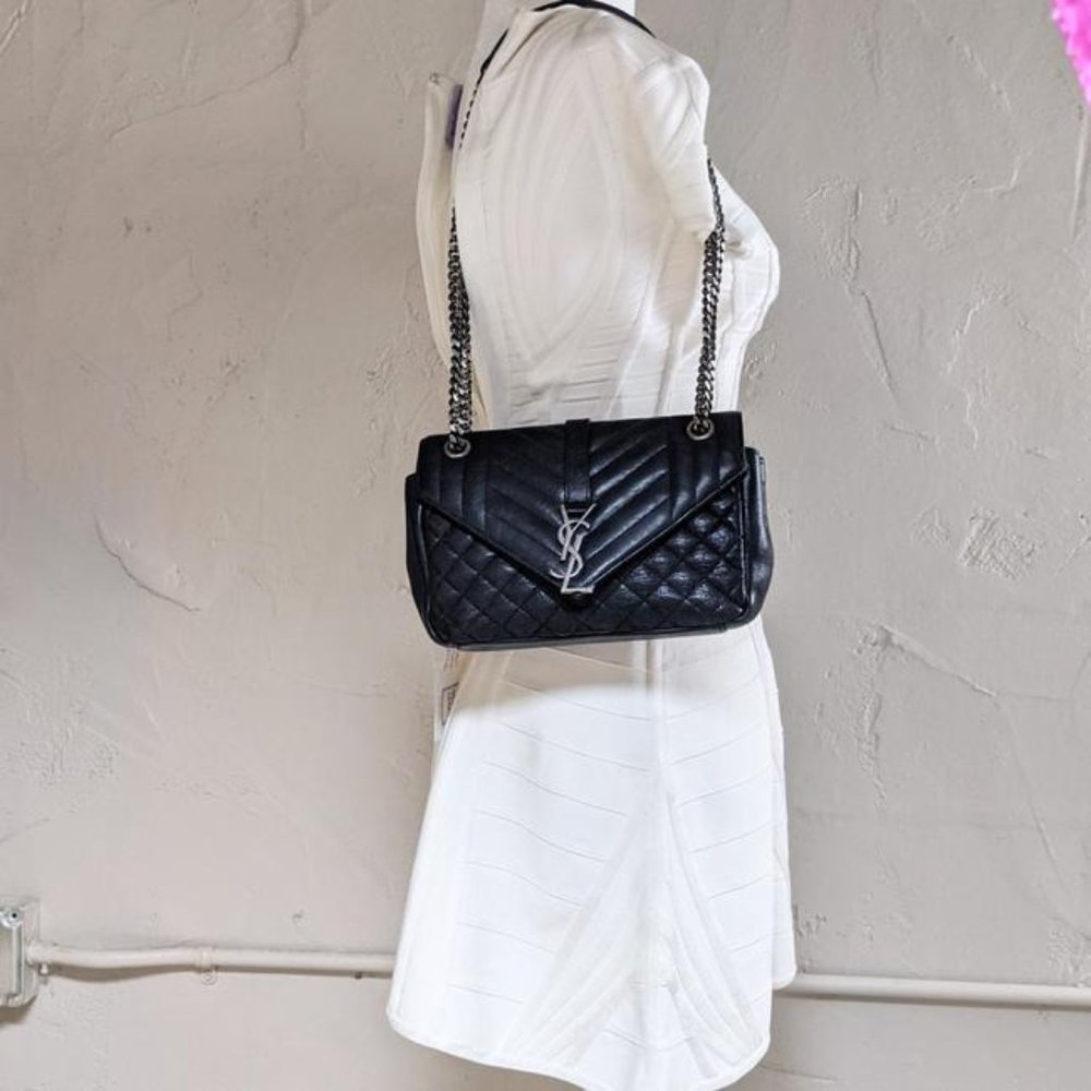 SOLD Saint Laurent Medium College Tri Quilt Black Bag - Picture 9 of 9